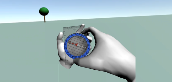 Learning to use a compass in VR